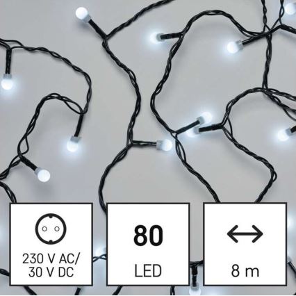 Cadena LED de Navidad para exteriores 80xLED/13m IP44 blanco frío