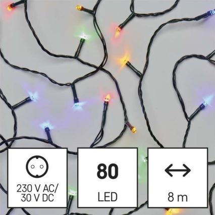 Cadena LED de Navidad para exteriores 80xLED/13m IP44 multicolor
