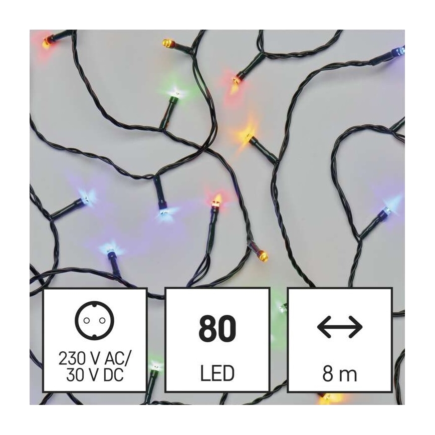 Cadena LED de Navidad para exteriores 80xLED/13m IP44 multicolor