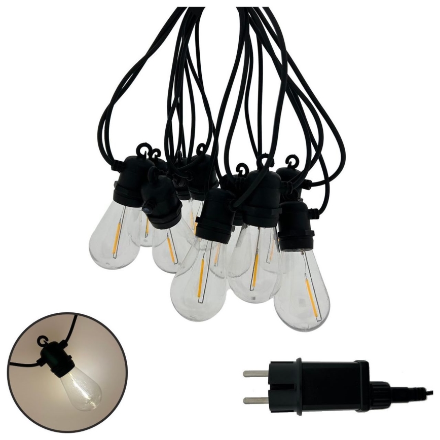 Cadena LED decorativa para exterior 10xLED/0,36W/230V 8 m IP44 negra