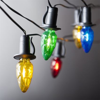 Cadena LED de extensión para exterior CONE FILAMENT 20xE10 14m multicolor/blanco cálido IP44, Fabricado en la República Checa