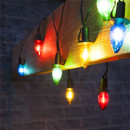 Cadena LED de extensión para exterior CONE FILAMENT 20xE10 14m multicolor/blanco cálido IP44, Fabricado en la República Checa