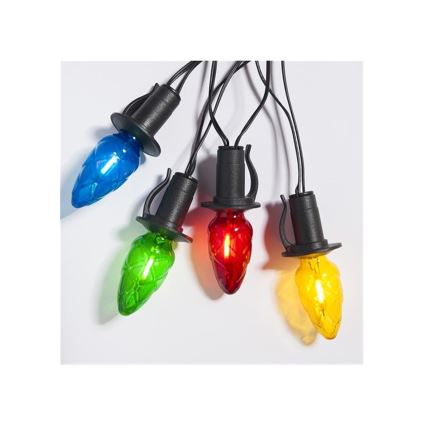 Cadena LED de extensión para exterior CONE FILAMENT 20xE10 14m multicolor/blanco cálido IP44, Fabricado en la República Checa