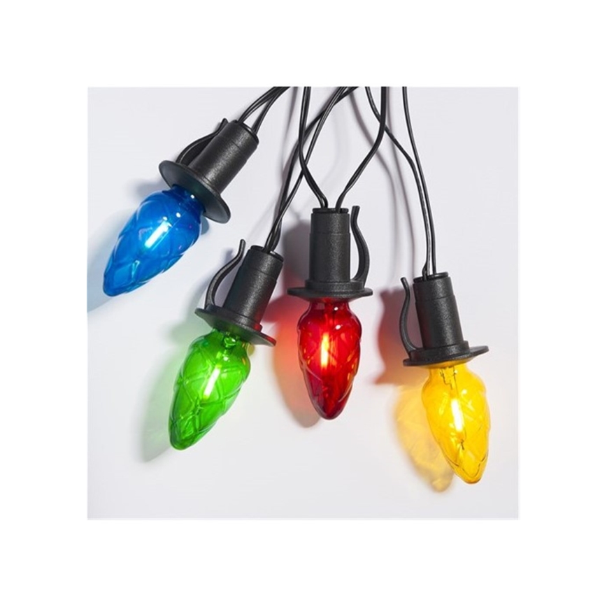 Cadena LED de extensión para exterior CONE FILAMENT 20xE10 14m multicolor/blanco cálido IP44, Fabricado en la República Checa