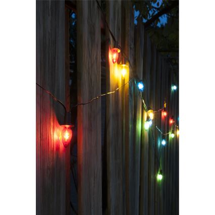 Cadena LED de extensión para exterior CONE FILAMENT 20xE10 14m multicolor/blanco cálido IP44, Fabricado en la República Checa
