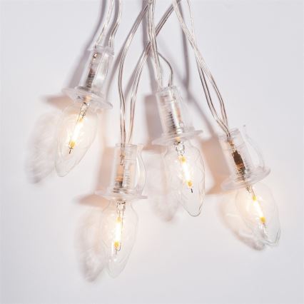 Cadena LED de extensión para exterior CONE FILAMENT 20xE10 14m transparente/blanco cálido IP44, Fabricado en la República Checa