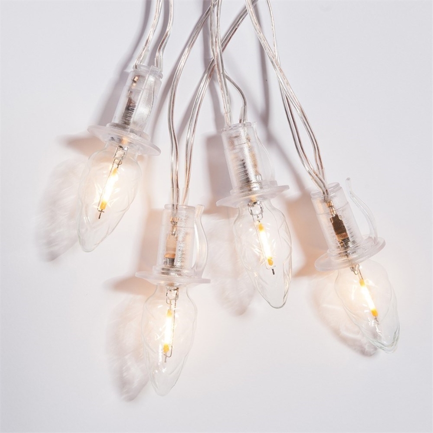 Cadena LED de extensión para exterior CONE FILAMENT 20xE10 14m transparente/blanco cálido IP44, Fabricado en la República Checa