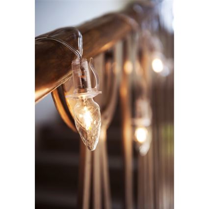 Cadena LED de extensión para exterior CONE FILAMENT 20xE10 14m transparente/blanco cálido IP44, Fabricado en la República Checa