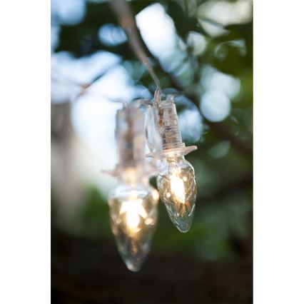 Cadena LED de extensión para exterior CONE FILAMENT 20xE10 14m transparente/blanco cálido IP44, Fabricado en la República Checa