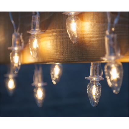 Cadena LED de extensión para exterior CONE FILAMENT 20xE10 14m transparente/blanco cálido IP44, Fabricado en la República Checa