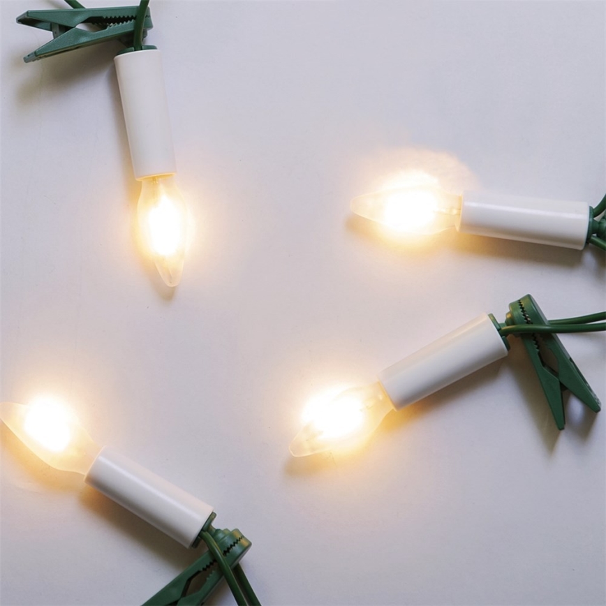 Cadena LED navideña exterior FELICIA FILAMENT 20xE10 19m blanco/blanco cálido IP44, Fabricado en la UE