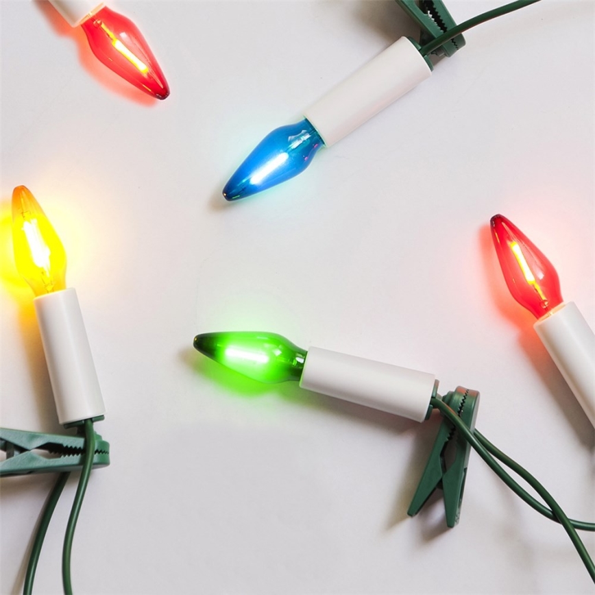 Cadena LED navideña exterior FELICIA FILAMENT 20xE10 19m colorido/blanco cálido IP44, Fabricado en la UE