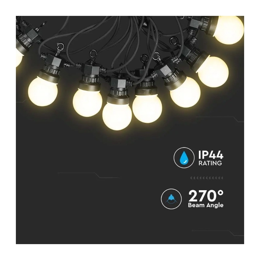 Cadena LED exterior STRING 10m 20xLED/0,5W/24/230V 3000K IP44