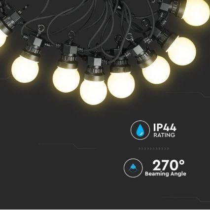 Cadena LED para exterior STRING 5m 10xLED/0,5W/230V IP44 3000K