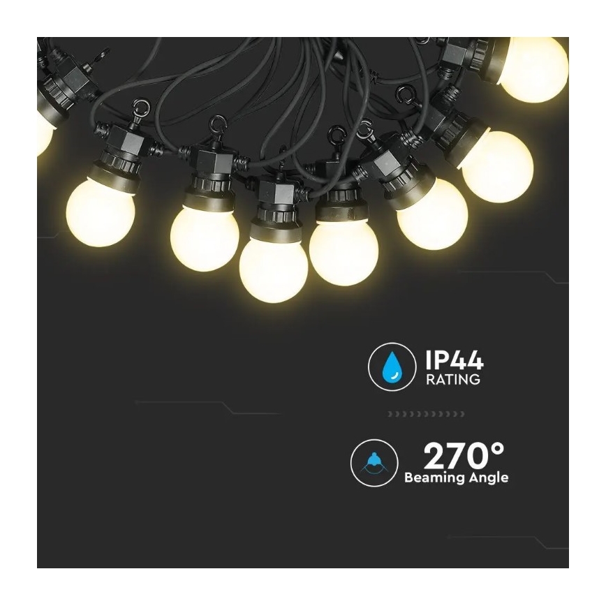 Cadena LED para exterior STRING 5m 10xLED/0,5W/230V IP44 3000K