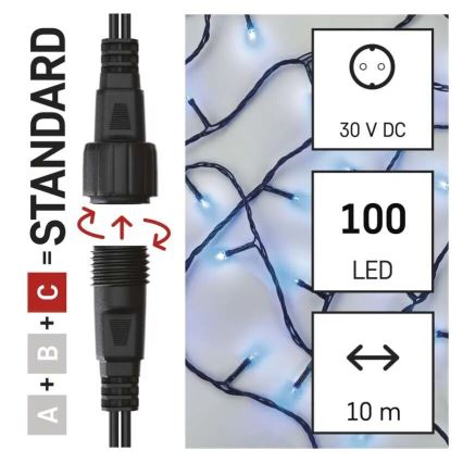 Cadena LED navideña exterior 100xLED/10m IP44 azul