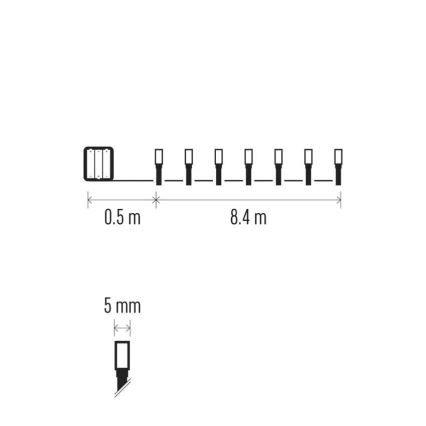 Cadena LED navideña exterior 120xLED/3xAA 8,9m IP44 blanco frío