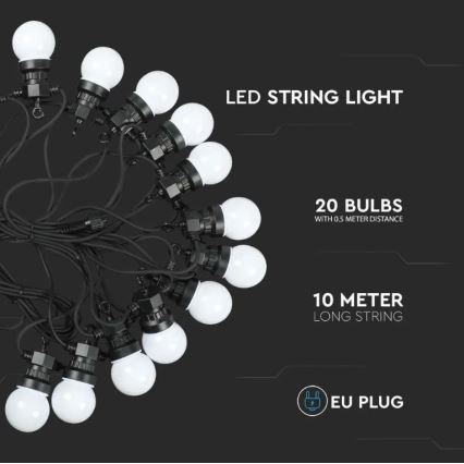 Cadena LED para exteriores STRING 10m 20xLED/0,5W/24/230V 3000K IP44