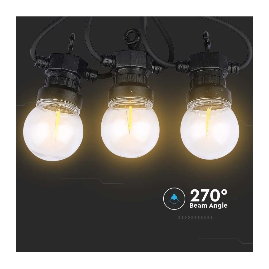 Cadena LED para exteriores STRING 5m 10xLED/0,4W/24/230V 3000K IP44