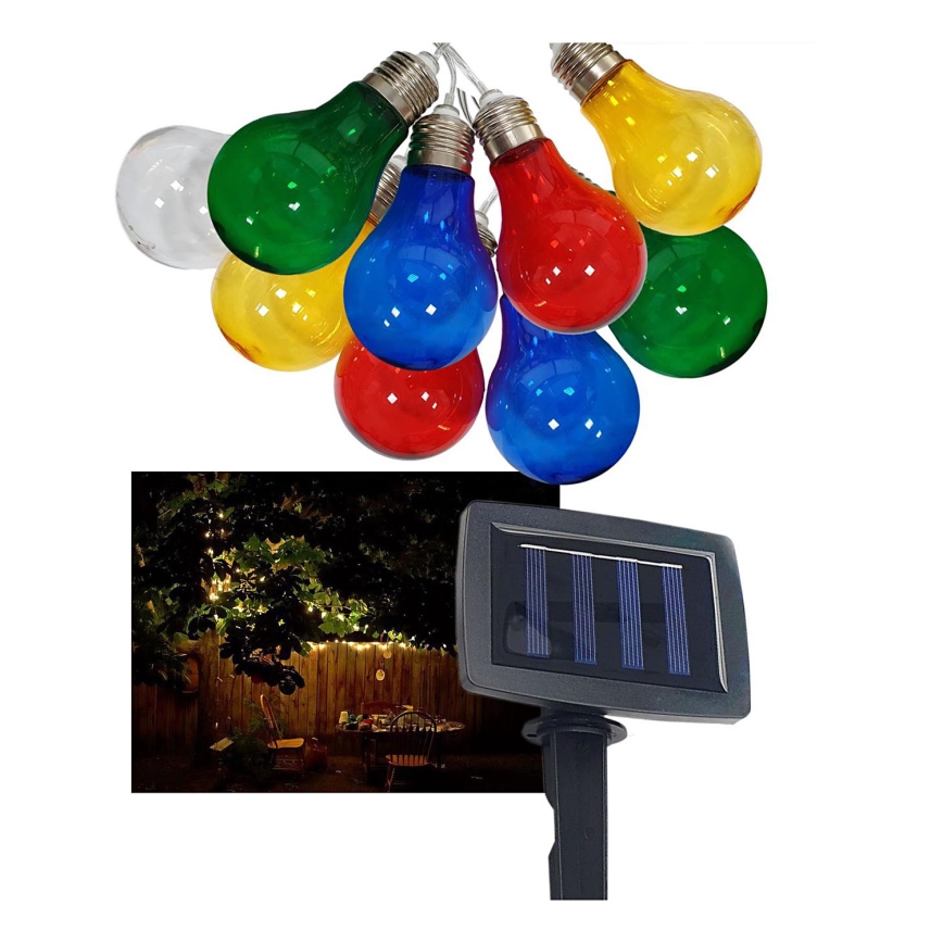 Cadena LED solar para exterior 10xLED/1,2V 300 mAh 2,2 m IP44 multicolor