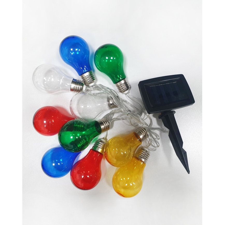 Cadena LED solar para exterior 10xLED/1,2V 300 mAh 2,2 m IP44 multicolor