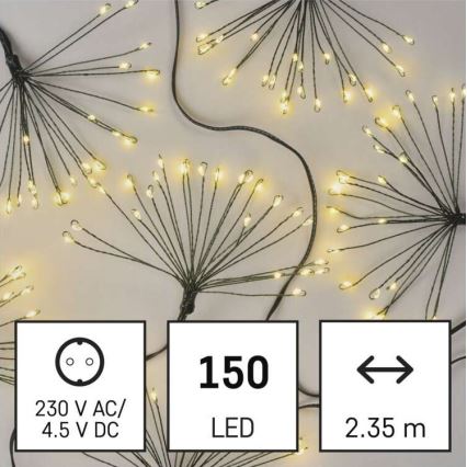 Cadena navideña de LEDs 150xLED/5,35m blanco cálido