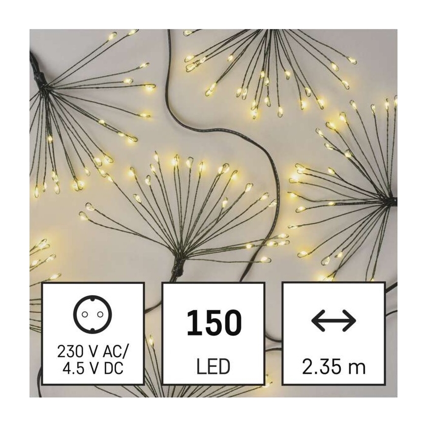 Cadena navideña de LEDs 150xLED/5,35m blanco cálido