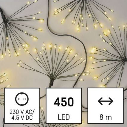 Cadena navideña de LEDs 450xLED/11m blanco cálido