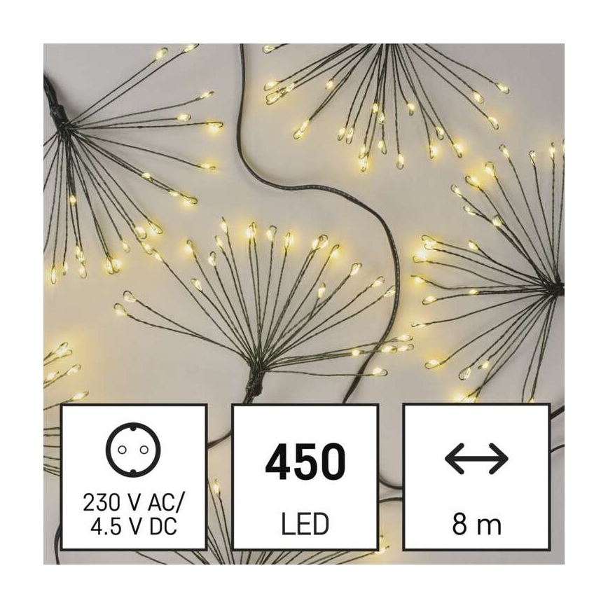 Cadena navideña de LEDs 450xLED/11m blanco cálido