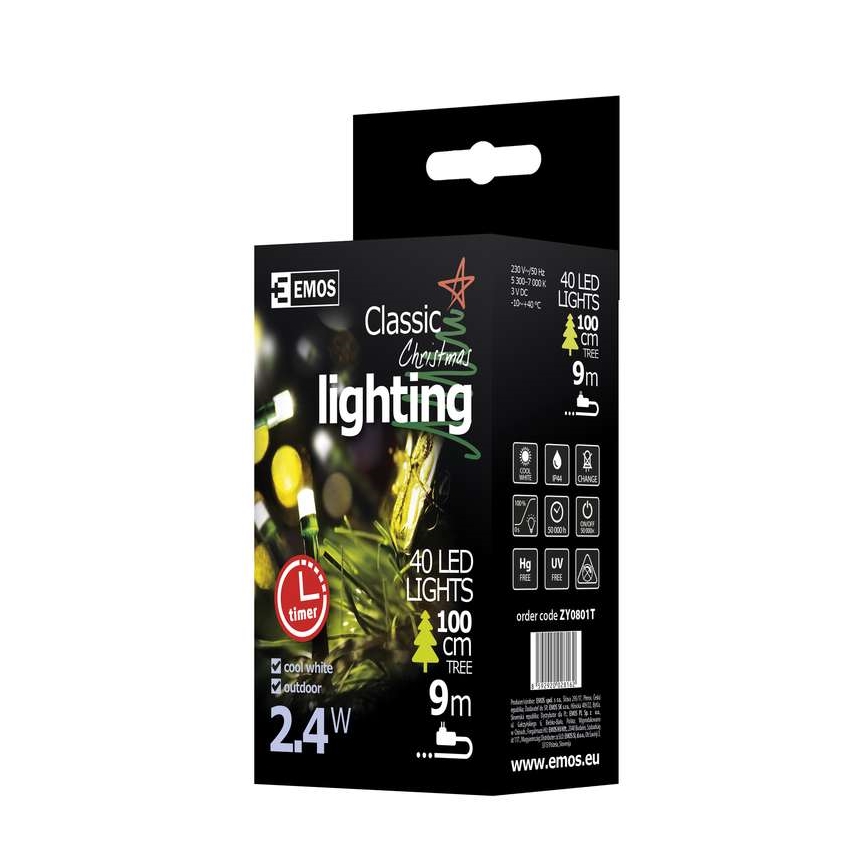 Decoración navideña exterior cadena CHAIN 4m 40xLED IP44