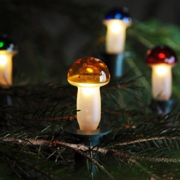 Cadena navideña TOADSTOOL 12xE10 10,7m blanco cálido, fabricada en la UE
