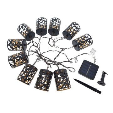 Cadena solar LED 10xE12/3,65m 600 mAh IP44 blanco cálido