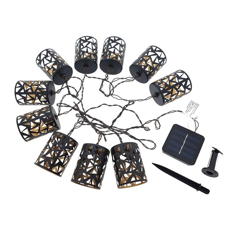 Cadena solar LED 10xE12/3,65m 600 mAh IP44 blanco cálido