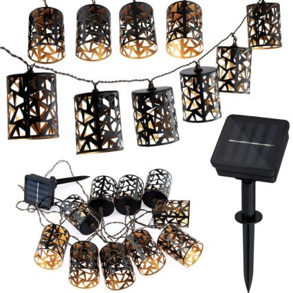 Cadena solar LED 10xE12/3,65m 600 mAh IP44 blanco cálido