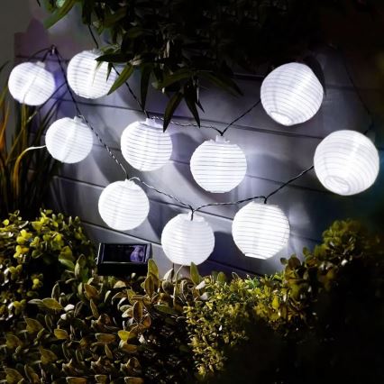 Cadena solar LED 10xLED/1,2V 300mAh 3,7m IP44 blanco frío