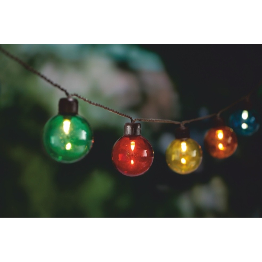 Cadena solar LED 10xLED/3,65m 600 mAh IP44 multicolor