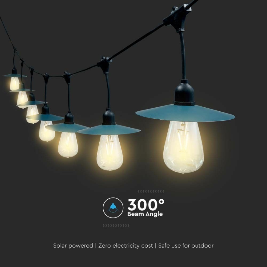 Cadena solar LED 15xLED/0,2W/3,7V 15,6 m 3000K IP44 2400 mAh