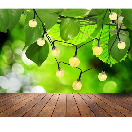 Cadena solar LED 30xLED/8 funciones 300 mAh 4,9m IP44 blanco cálido