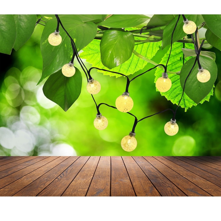 Cadena solar LED 30xLED/8 funciones 300 mAh 4,9m IP44 blanco cálido