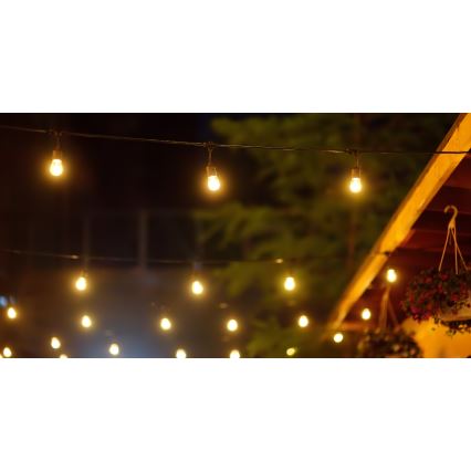 Cadena solar LED regulable para exterior PARTY 10xE27/3,7V 1800 mAh 10 m IP44 + mando a distancia
