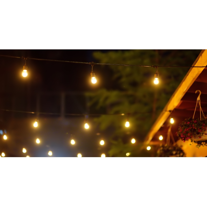 Cadena solar LED regulable para exterior PARTY 10xE27/3,7V 1800 mAh 10 m IP44 + mando a distancia
