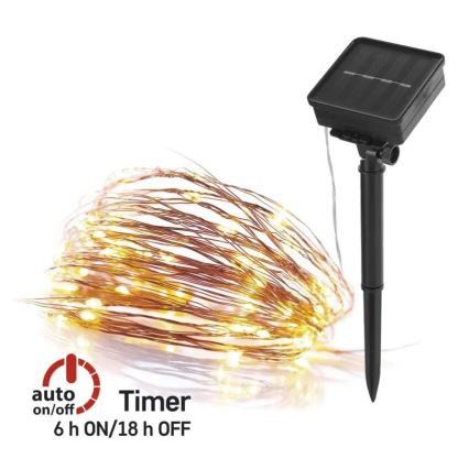 Cadena solar LED LED/2,4W/1,2V 1xAA 15 m IP44 3000K 600 mAh