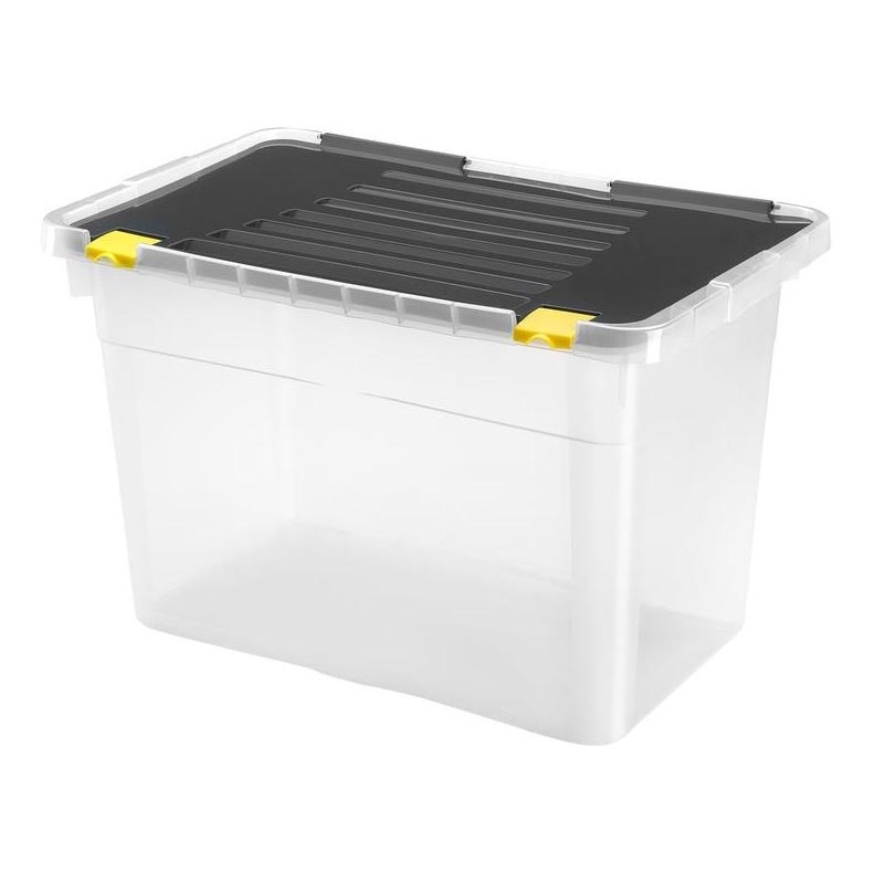 Caja de almacenamiento 54 l negro/transparente