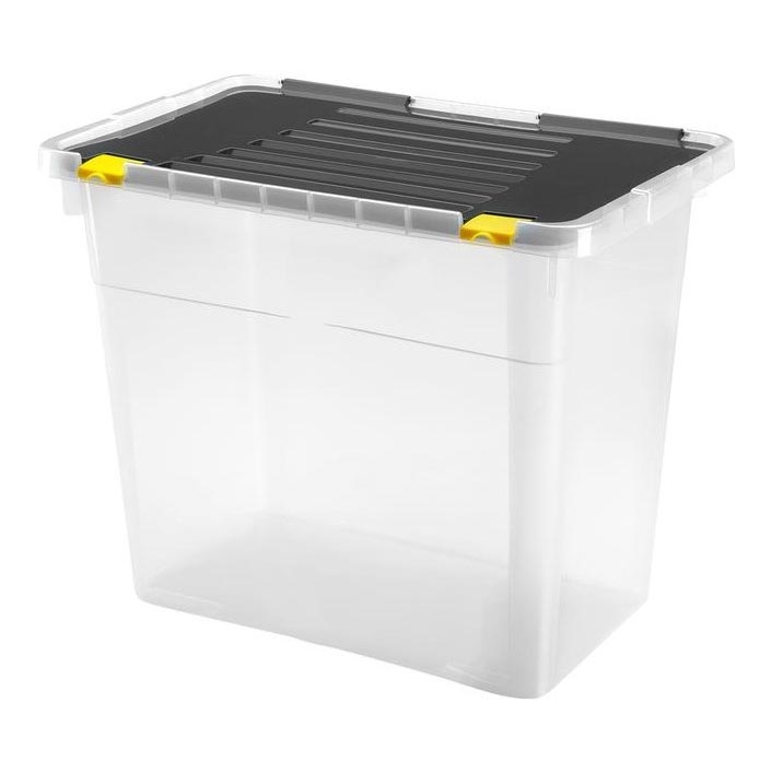 Caja de almacenamiento DRAGON de 72 l negra/transparente