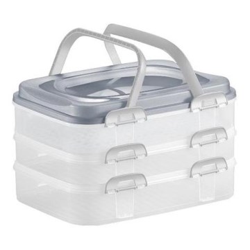 Caja de picnic con asas 3 niveles/gris