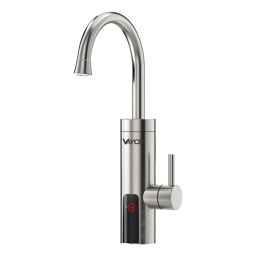 Calentador de agua instantáneo con pantalla LED 3000W/230V IPX4 acero inoxidable