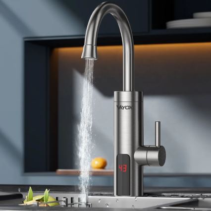 Calentador de agua instantáneo con pantalla LED 3000W/230V IPX4 acero inoxidable