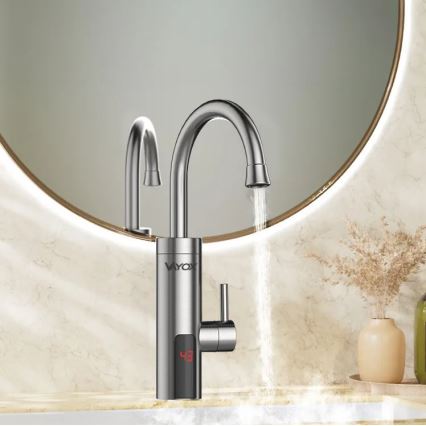 Calentador de agua instantáneo con pantalla LED 3000W/230V IPX4 acero inoxidable