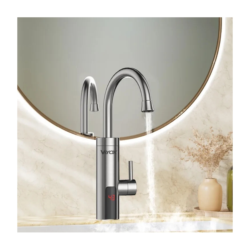Calentador de agua instantáneo con pantalla LED 3000W/230V IPX4 acero inoxidable