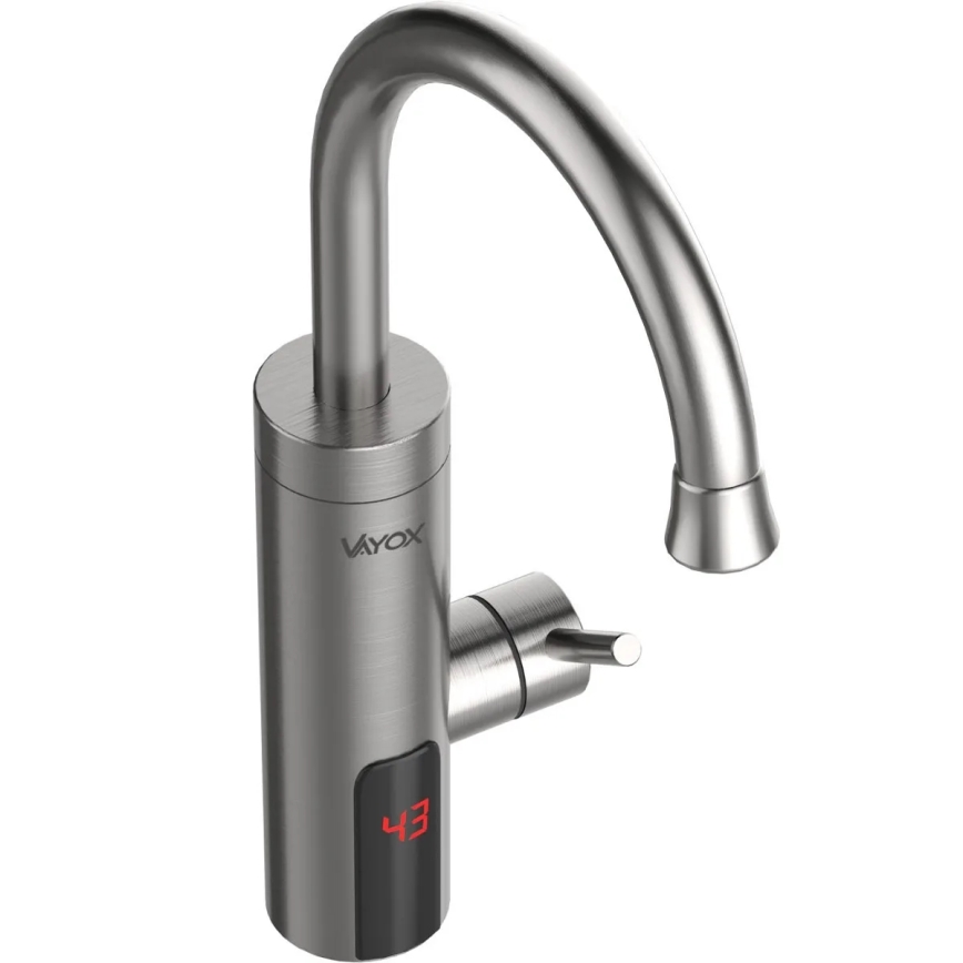 Calentador de agua instantáneo con pantalla LED 3000W/230V IPX4 acero inoxidable
